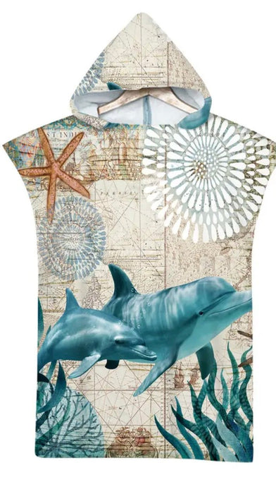 Diving Poncho Changing Towel with Hood Microfiber Beach Towel Blanket Quick - Dry Bath Robe Swimming Poncho - divecampus