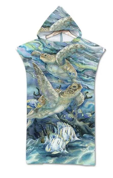 Diving Poncho Changing Towel with Hood Microfiber Beach Towel Blanket Quick - Dry Bath Robe Swimming Poncho - divecampus