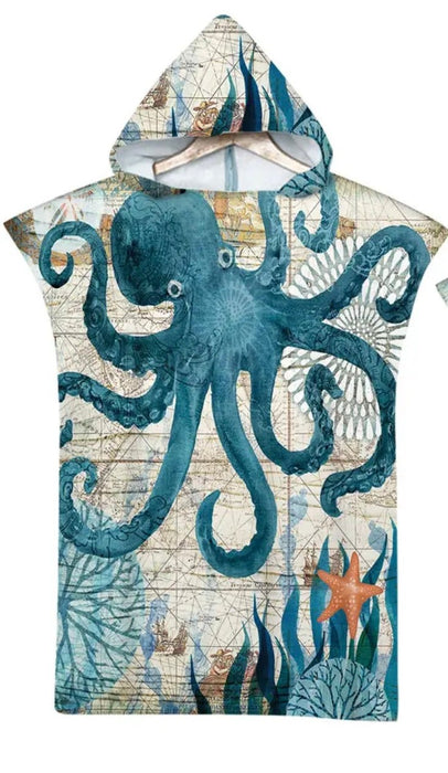 Diving Poncho Changing Towel with Hood Microfiber Beach Towel Blanket Quick - Dry Bath Robe Swimming Poncho - divecampus