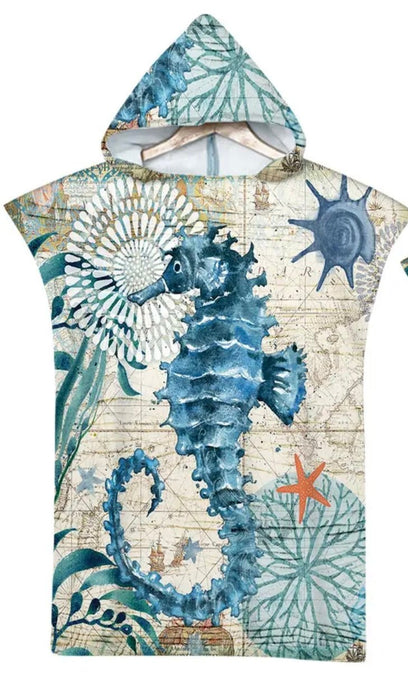 Diving Poncho Changing Towel with Hood Microfiber Beach Towel Blanket Quick - Dry Bath Robe Swimming Poncho - divecampus