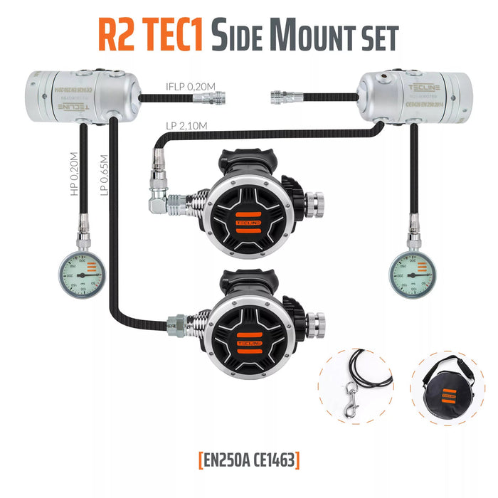 Tecline Regulator R2 Tec1 Side Mount Set – En250a - divecampus